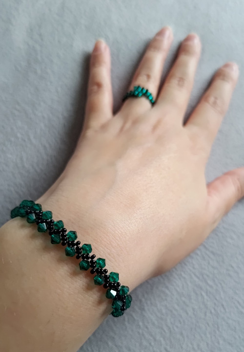 Sada Elegantní náramek v barvě emerald + prsten — foto 2
