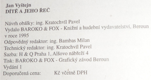 Jan Vyštejn: DÍTĚ a JEHO ŘEČ, 1995 — foto 5