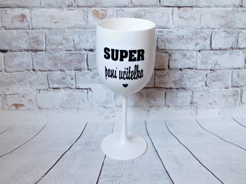 Sklenička Super paní učitelka - bílá — foto 2