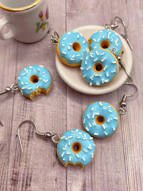 Náušnice Donuty tyrkysové — foto 4