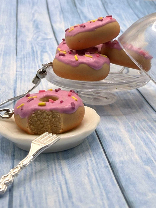 Náušnice Donuty jahodové — foto 2