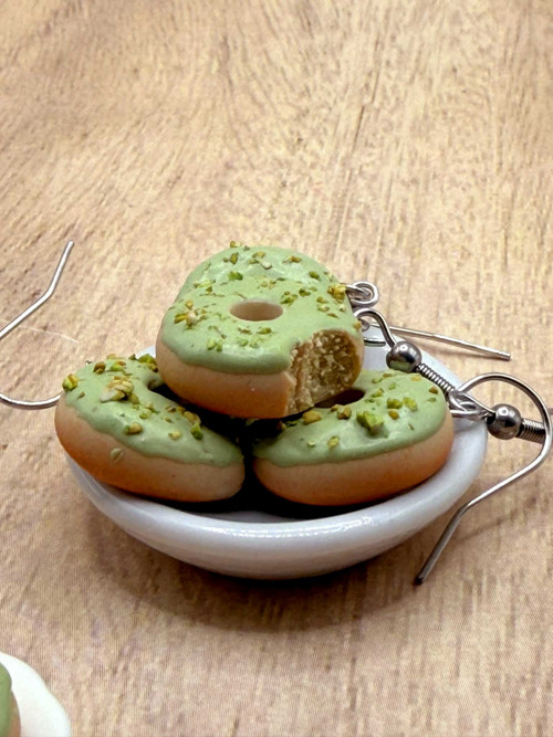 Náušnice Donuty pistáciové — foto 3