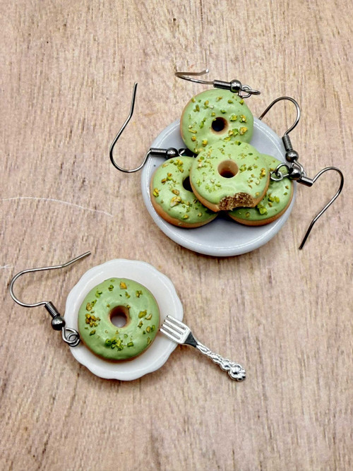 Náušnice Donuty pistáciové — foto 4