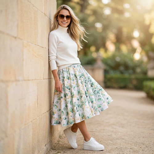 Kolová sukně AMELIA - Zelený vánek — foto 2