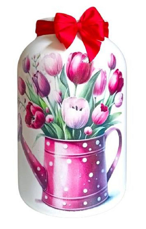 Jarní lucerna s konvičkou a tulipány — foto 2
