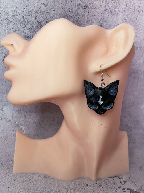 Náušnice Occult satanic cat — foto 3