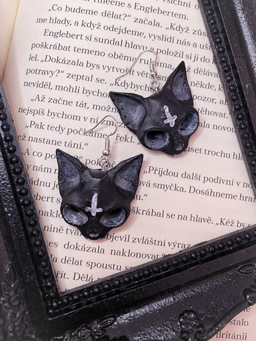 Náušnice Occult satanic cat — foto 2
