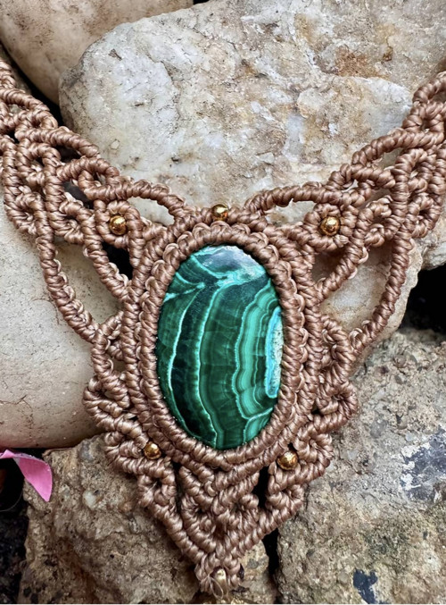 Boho Malachit chryzokol náhrdelník — foto 3