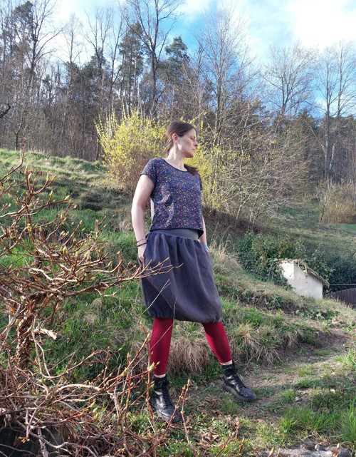 Lněná sukně tmavě šedá — foto 6