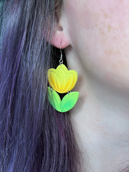 Náušnice Tulipány žluté — foto 4