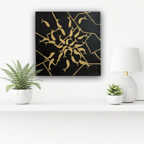 Set 3 minimalistických obrazů "Gold & Black" — foto 4