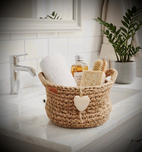 Háčkovaný jutový košíček -boho ošatka — foto 5