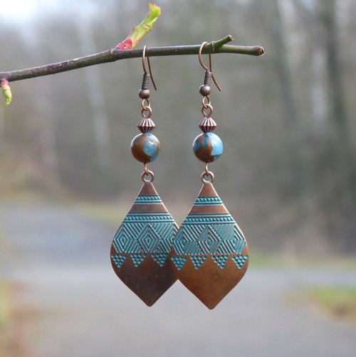 Náušnice - vůně orientu (jaspis cloisonne blue) — foto 2