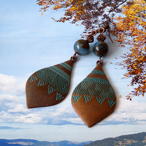 Náušnice - vůně orientu (jaspis cloisonne blue) — foto 5
