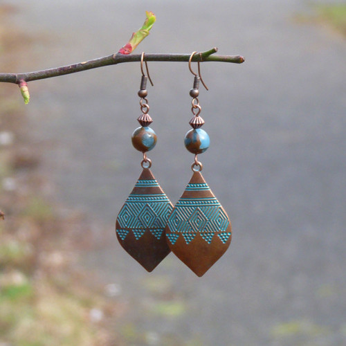 Náušnice - vůně orientu (jaspis cloisonne blue) — foto 4