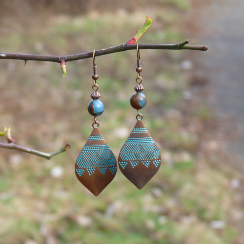 Náušnice - vůně orientu (jaspis cloisonne blue) — foto 3