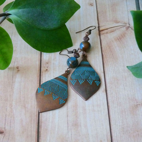 Náušnice - vůně orientu (jaspis cloisonne blue) — foto 6