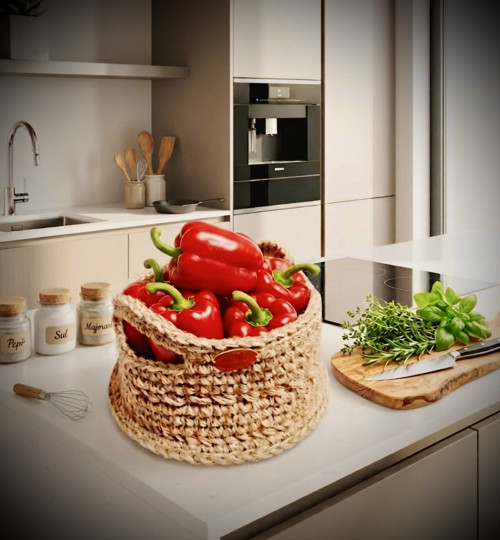 Háčkovaný jutový košíček -boho ošatka — foto 6