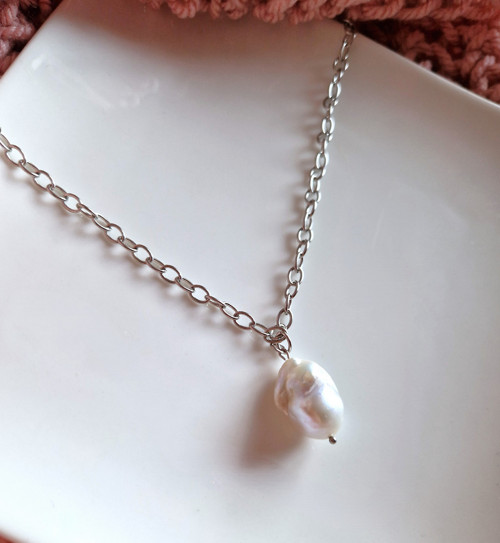 Velká barokní perla*duhová*chocker*ocel — foto 5