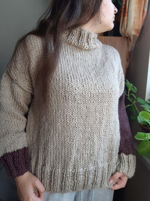 Svetr 2V1,béž/bordo SLEVA — foto 4