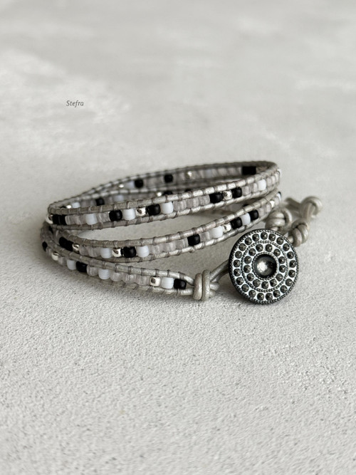 Silver chic - kožený wrap náramek — foto 2