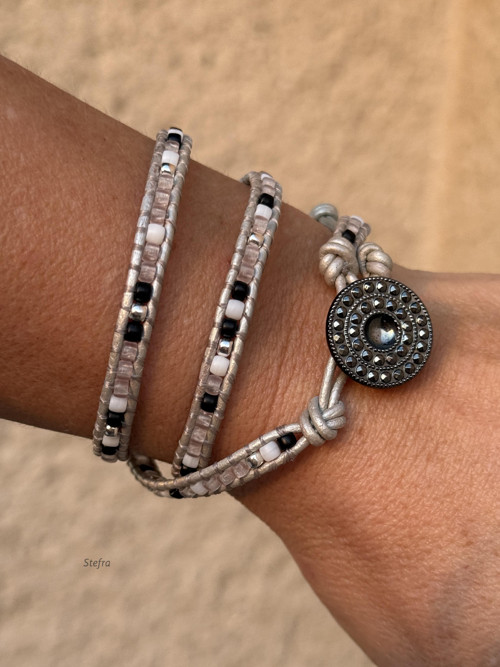 Silver chic - kožený wrap náramek — foto 3
