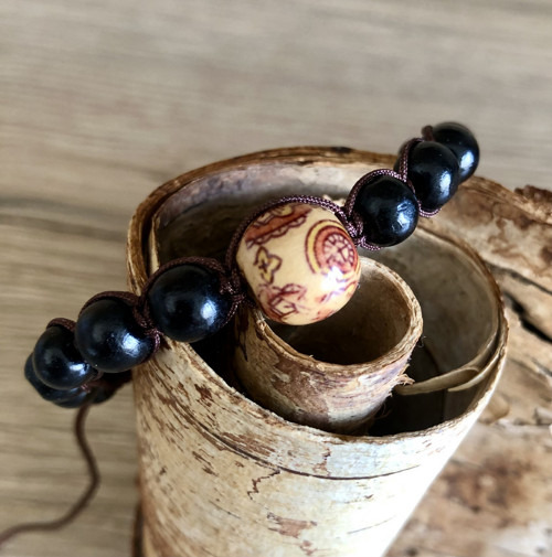 Dřevěný Shamballa Náramek - Černohnědý — foto 3