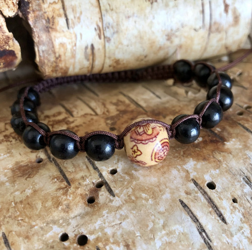 Dřevěný Shamballa Náramek - Černohnědý — foto 2
