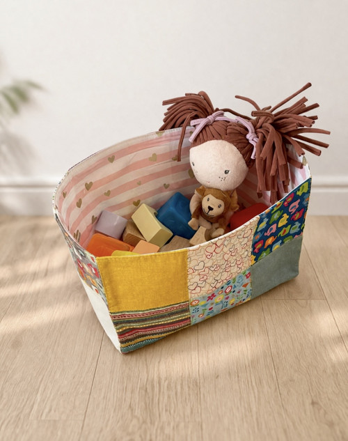Úložný košík do dětského pokoje – patchwork — foto 2