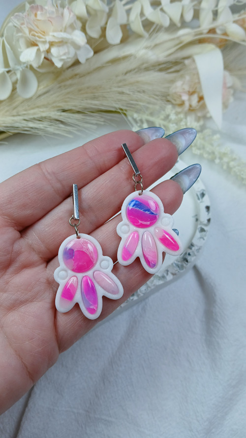 Moderní visací náušnice Fuchsia Flower — foto 2
