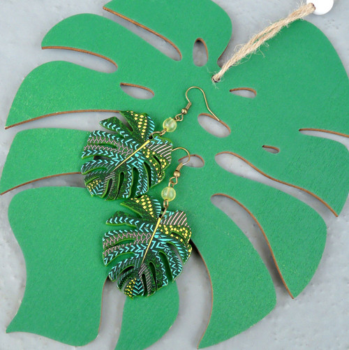 Náušnice - monstera pestrá — foto 5