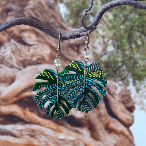 Náušnice - monstera pestrá — foto 4