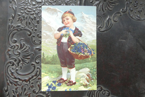 Košík květin...stará pohlednice — foto 2
