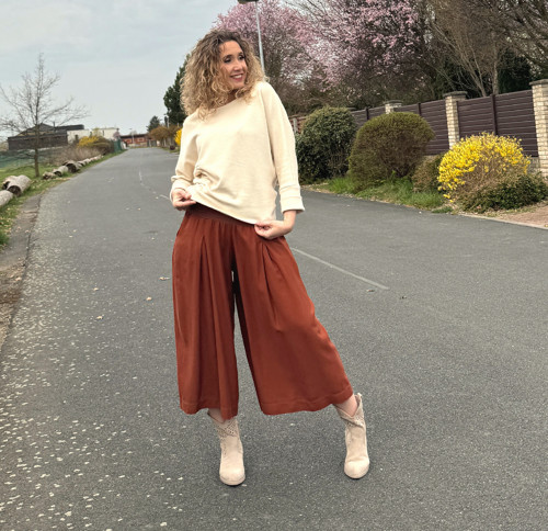 Kalhotová sukně maxi sienna — foto 6