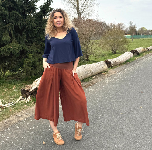 Kalhotová sukně maxi sienna — foto 2