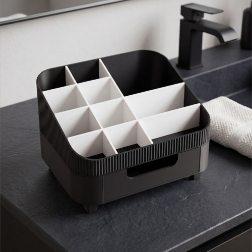 Make-up organizér s přihrádkami - Černo - bílý — foto 2