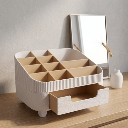 Make-up organizér s přihrádkami - Bílo - béžový — foto 2