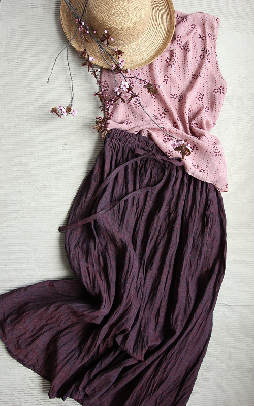 KAIA Tmavý Merlot - sukně len — foto 2