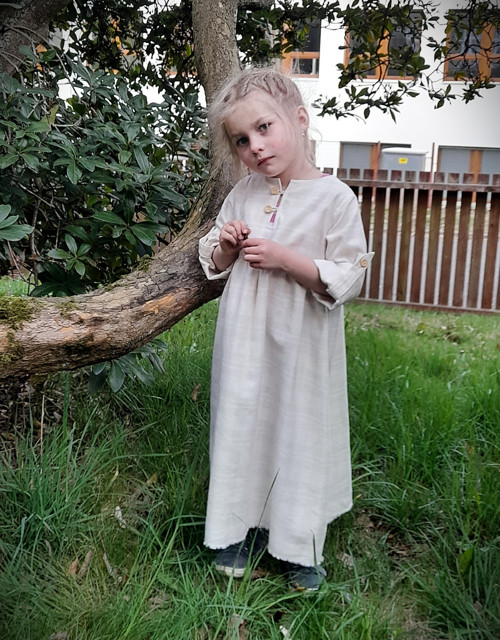 Lněné šatičky přírodní káro — foto 3