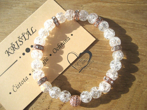 Náramek Křišťál kulička rose gold — foto 2