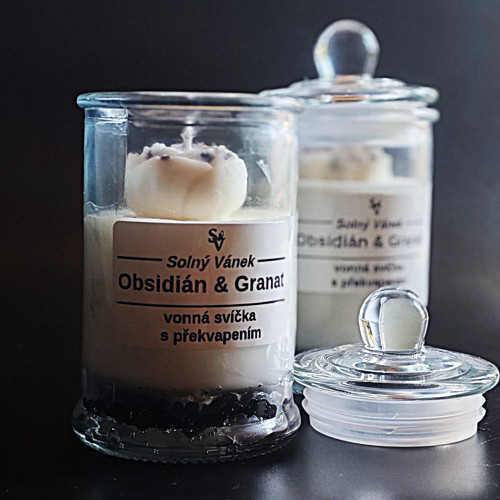 Sójová svíčka - Obsidián & Granát — foto 4