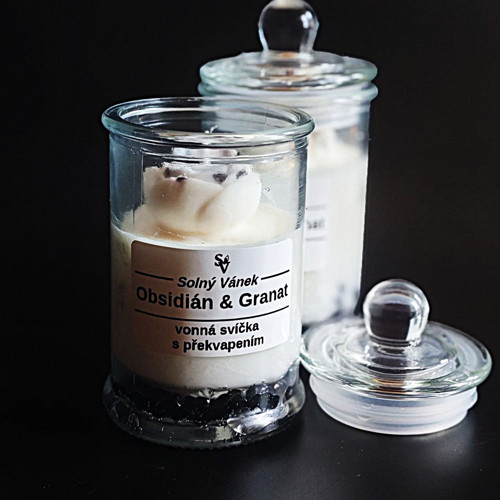Sójová svíčka - Obsidián & Granát — foto 3