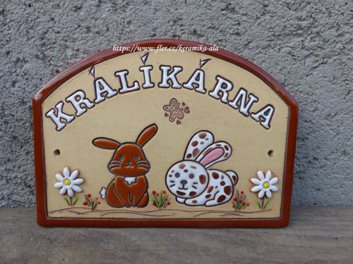 Keramická cedulka ,,KRÁLÍKÁRNA" / na objednávku — foto 2