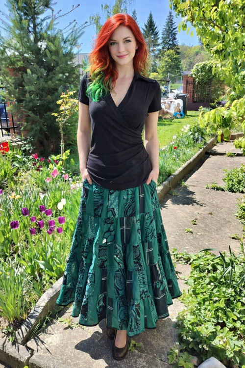 Patchworková volánová sukně Green lady — foto 6
