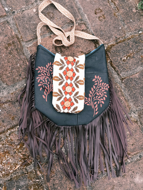 Kožená boho kabelka s RETRO nádechem — foto 6
