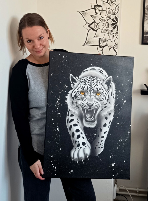 Ručně malovaný braz 70x50cm - levhart — foto 2
