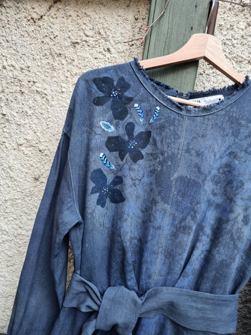 Maxi-boho šaty, len, vel.M/L — foto 2