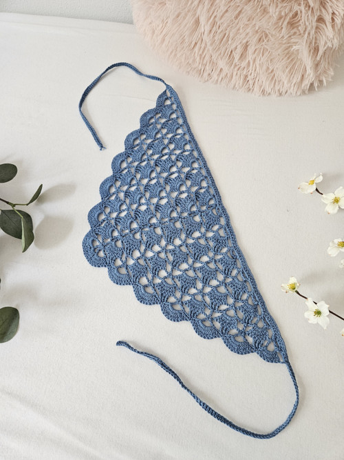Háčkovaný šatek do vlasů Denim Blue — foto 4