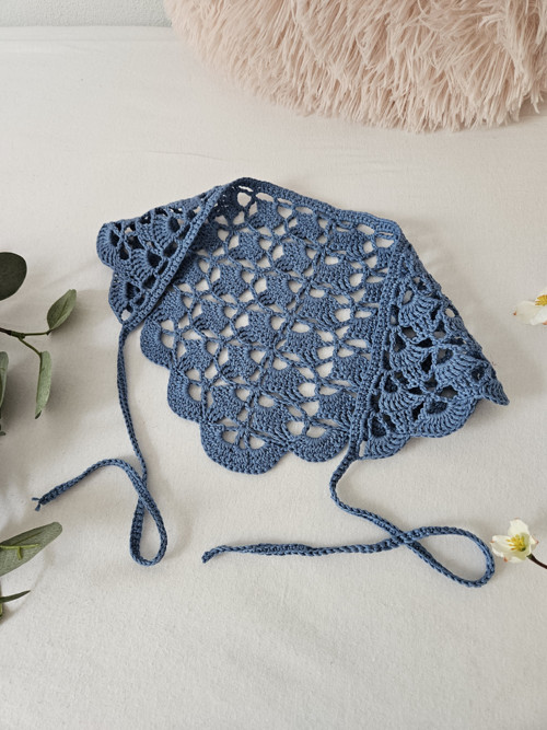 Háčkovaný šatek do vlasů Denim Blue — foto 3