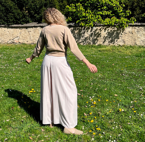 Kalhotová sukně pudrová — foto 6